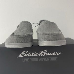 Brand new men’s Eddie Bauer slip on shoes. Full cushioned footbed.
